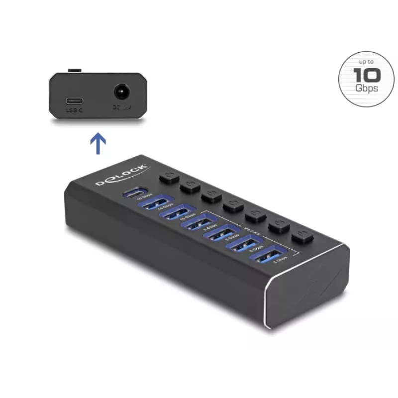 DeLOCK 64326 interface hub USB 3.2 Gen 2 (3.1 Gen 2) Type-C 10000 Mbit/s zwart