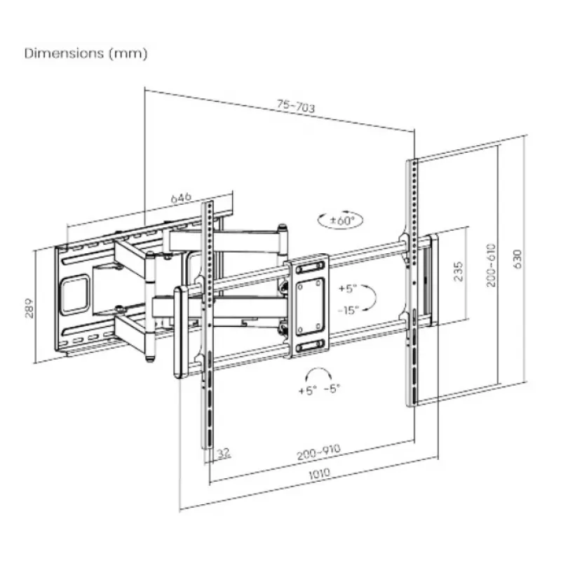 Gembird WM-120 pc(s)-01 tv-houder/standaard 3,05 m (120) zwart
