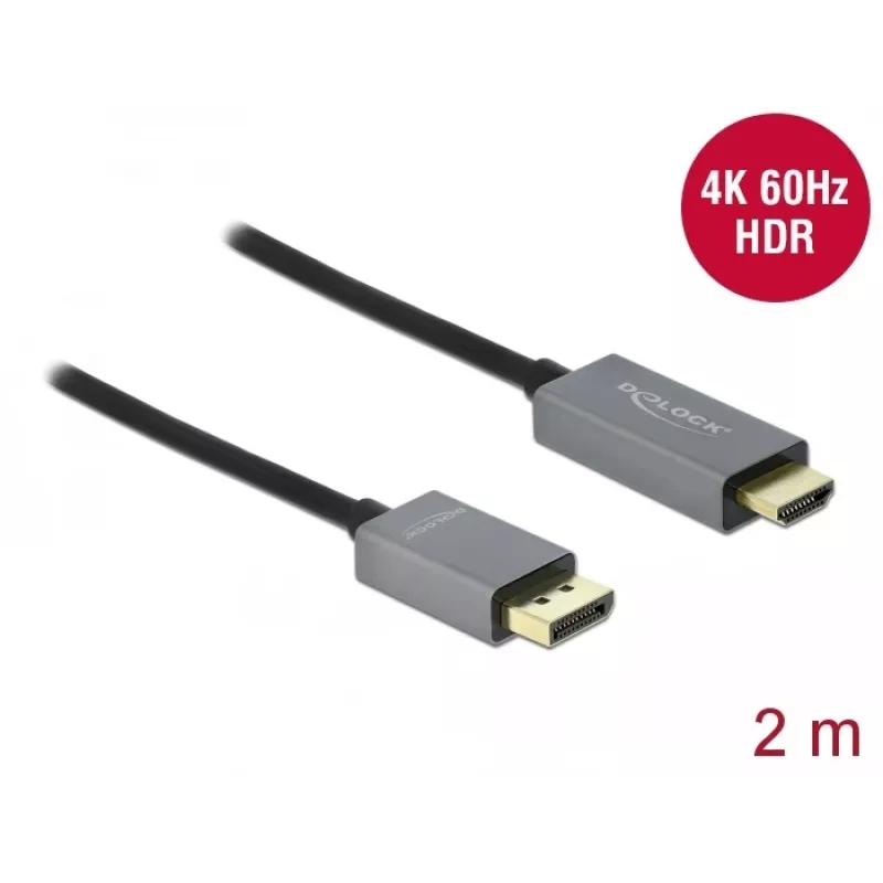 DisplayPort-naar-HDMI-kabel DeLOCK actief 1.4 4K 60Hz 2m