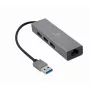 Gembird A-AMU3-LAN-01 USB-A naar Gigabit LAN-adapter met 3-poorts USB 3.0-hub, zwart