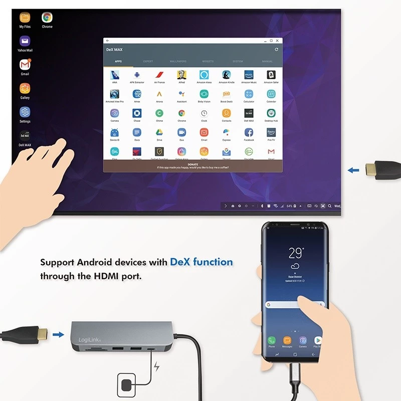 LogiLink UA0343 USB-C multiport-hub aluminium USB 3.2 2nd Gen Mult
