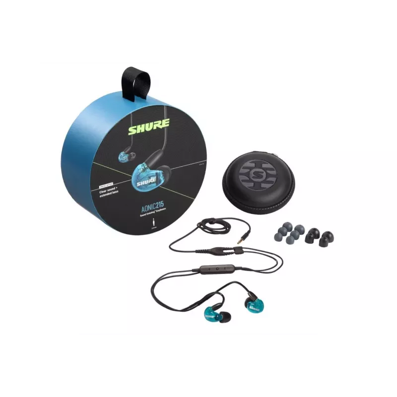 Shure AONIC 215 - in-ear-koptelefoon met enkele driver en 3,5-mm-kabel (blauw)
