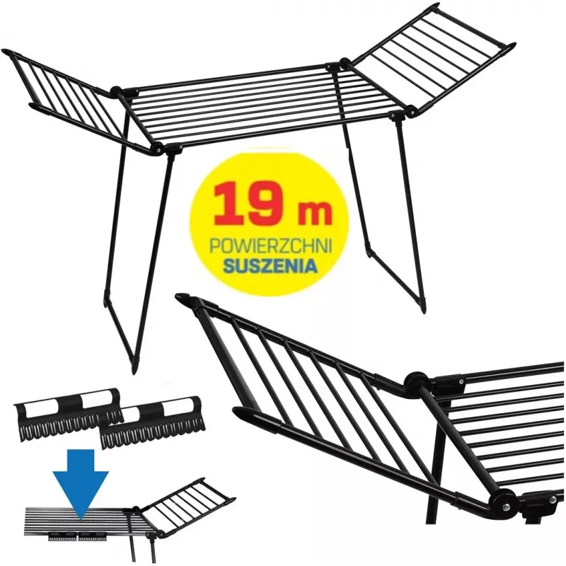 AMALFI opvouwbare wasdroogrek, zwart