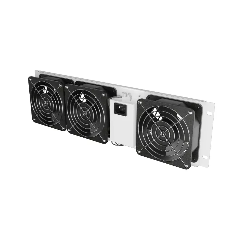 Verticaal ventilatiepaneel 19 inch voor serverrack, 3 ventilatoren, 230 V, grijs