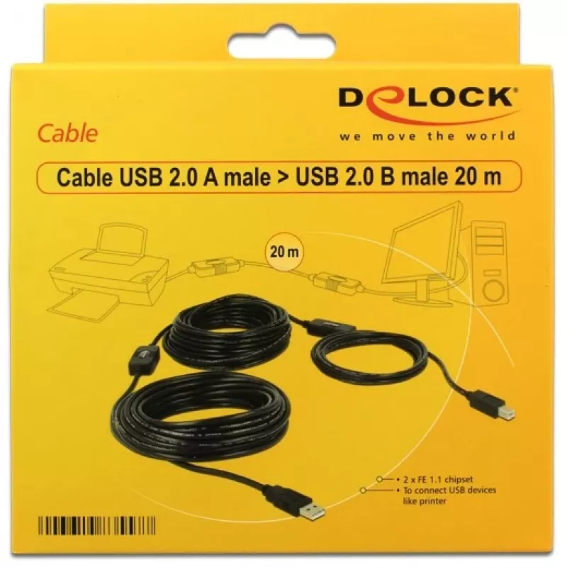 USB-kabel DeLOCK 20m USB2.0-A - USB2.0-B 83557