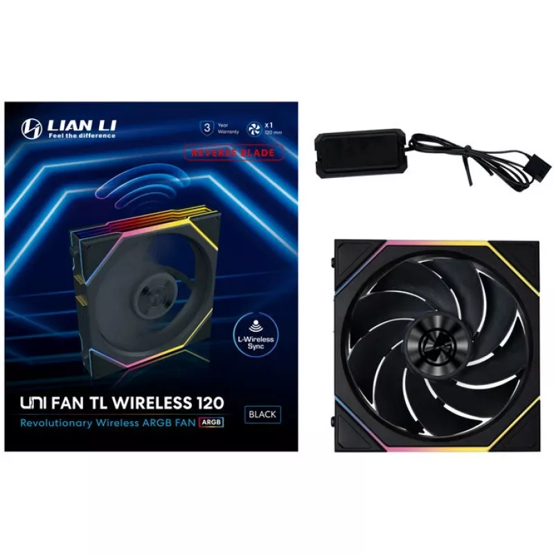 120mm ARGB PWM draadloze reverse-blade ventilator Lian Li UNI FAN TL (draadloos, PWM, Reverse Blade)