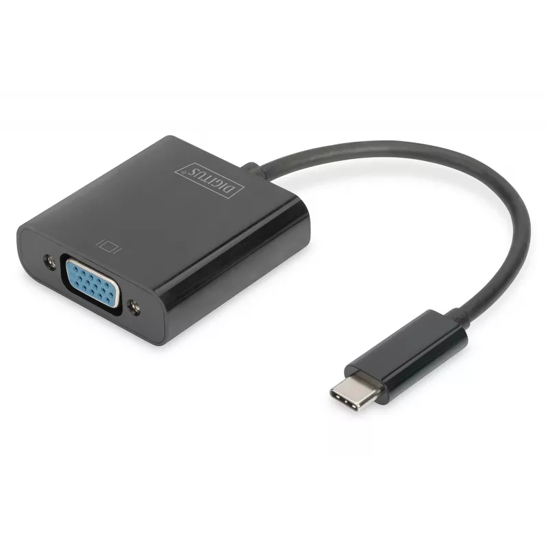 DIGITUS DA-70853 USB-C-naar-VGA-adapter, Full HD 1080p, zwart