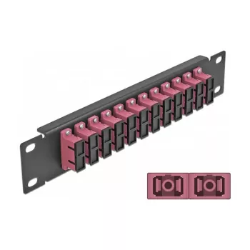 Glasvezel patchpaneel DeLOCK 10 inch 12 poorten SC duplex violet 1U zwart