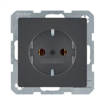 Stopcontact Type F Berker 47436086 — 16 A, 250 V, antraciet, duroplast behuizing