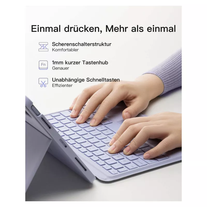 inateck toetsenbord iPad 11 iPad Air 4e/5e gen. compatibel QWERTZ lila