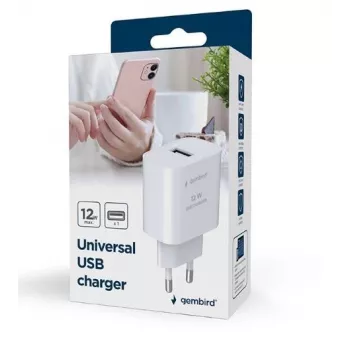 Oplader voor mobiele apparaten GEMBIRD TA-UC-1A12-01 5V 2.4A 12W USB PD, 1 aansluiting, wit