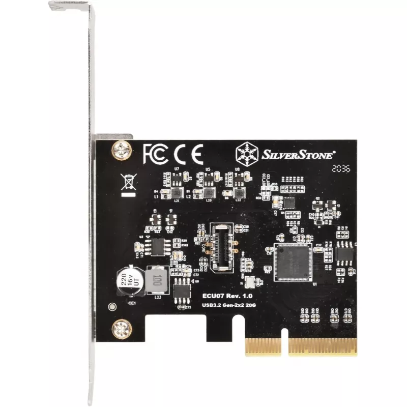 SilverStone SST-ECU07 PCIe 3.0 x4 USB 3.2 Gen 2x2 adapterkaart, 1x interne USB-C, low profile