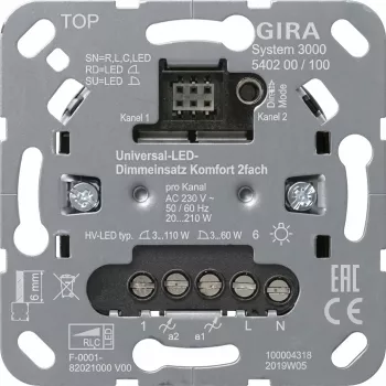Gira Uni-LED-dimmerinzet 2-voudig S3000 model 540200 voor LED-verlichting