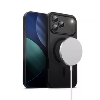 Crong Hybrid Frost MAG Cover Case met MagSafe voor iPhone 17 Pro Max Frosted zwart