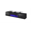 Tv-kast Cama Meble ROVA met elektrische haard, 190x37x48 cm, zwart/zwart glanzend