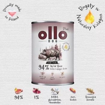 Ollo Plus collageen wild zwijn 400g hondenvoerblik