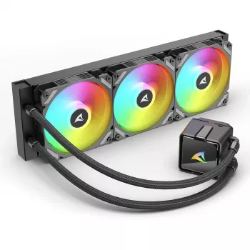 All-in-One vloeistof-CPU-koeler Sharkoon S60 ARGB – 360mm-radiator, 3× 120mm PWM-ventilatoren, zwart