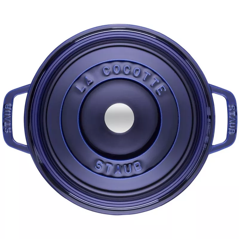Gietijzeren cocotte Staub 26 cm rond, donkerblauw