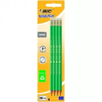 BIC potloden EVOLUTION Original met gum, HB, set 4 stuks 049012