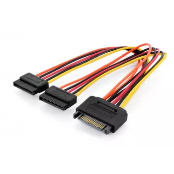 Assmann SATA Y-adapterkabel 15-pin SATA naar 2x 15-pin SATA ST/BU/BU 0,3m SATA Y-adapterkabel, 0,3m - 15-pin SATA naar 2x 15-pin SATA, ST/BU/BU - Siche