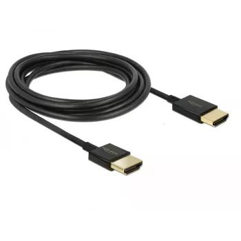 DeLOCK Slim High Quality - HDMI met ethernetkabel - HDMI (M) naar HDMI (M) - 25cm - drievoudige isolatie - zwart - 4K-ondersteuning (85117)