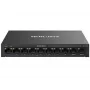 Netwerkswitch MERCUSYS MS110CMP — 8-poorts PoE, 10 Gigabit RJ‑45-poorten totaal, 115 W PoE-budget, desktop-/wandmontage, zwart