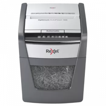 Rexel Optimum AutoFeed+ 50X papierversnipperaar met automatische invoer, deelsnede, P4
