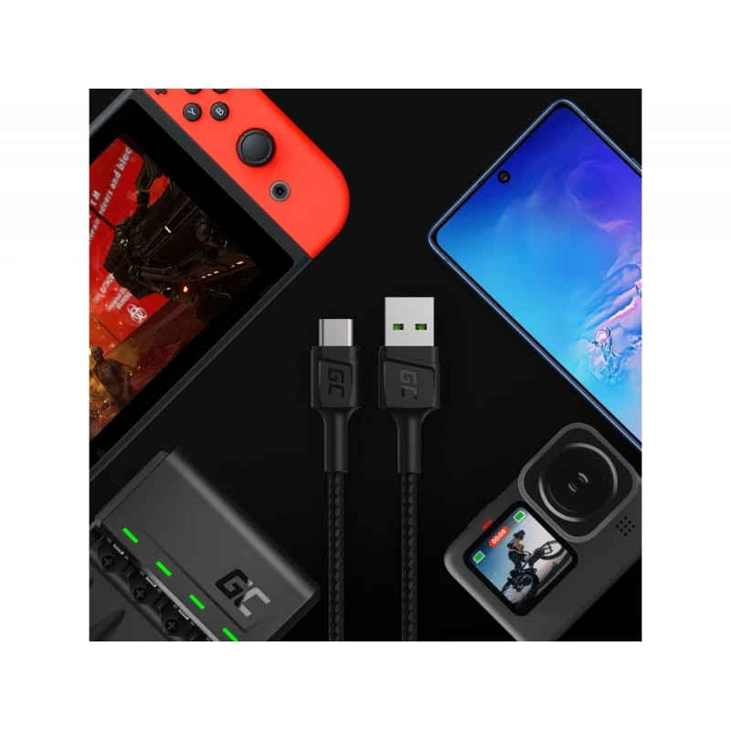 USB-kabel Green Cell KABGC22 USB 2.0 1,2 m USB-A USB-C zwart