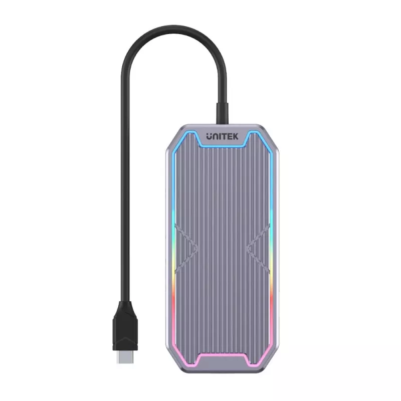 Unitek uHUB S7+ D1029A USB-C-hub, USB 3.2 Gen 2 10 Gbps, HDMI 2.0, Gigabit RJ45, 3,5 mm-audio, 100 W, grijs