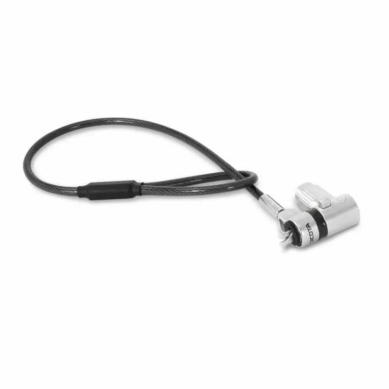 DICOTA D32068 universeel mini kabelslot voor laptops, 0,3 m, 3 verwisselbare koppen, zilver