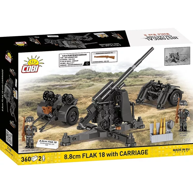 Constructieset Cobi bouwstenen 8,8-cm luchtafweergeschut met aanhanger – 360 onderdelen