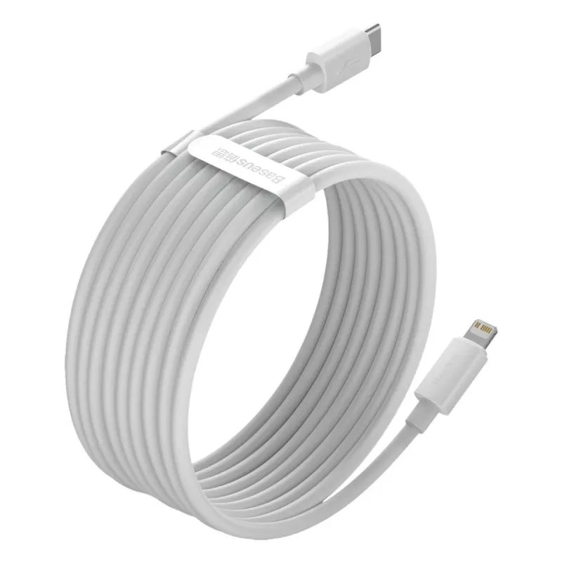 Baseus Simple Wisdom datakabelkit USB-C naar Lightning PD 20W (2 stuks/set) 1,5m wit