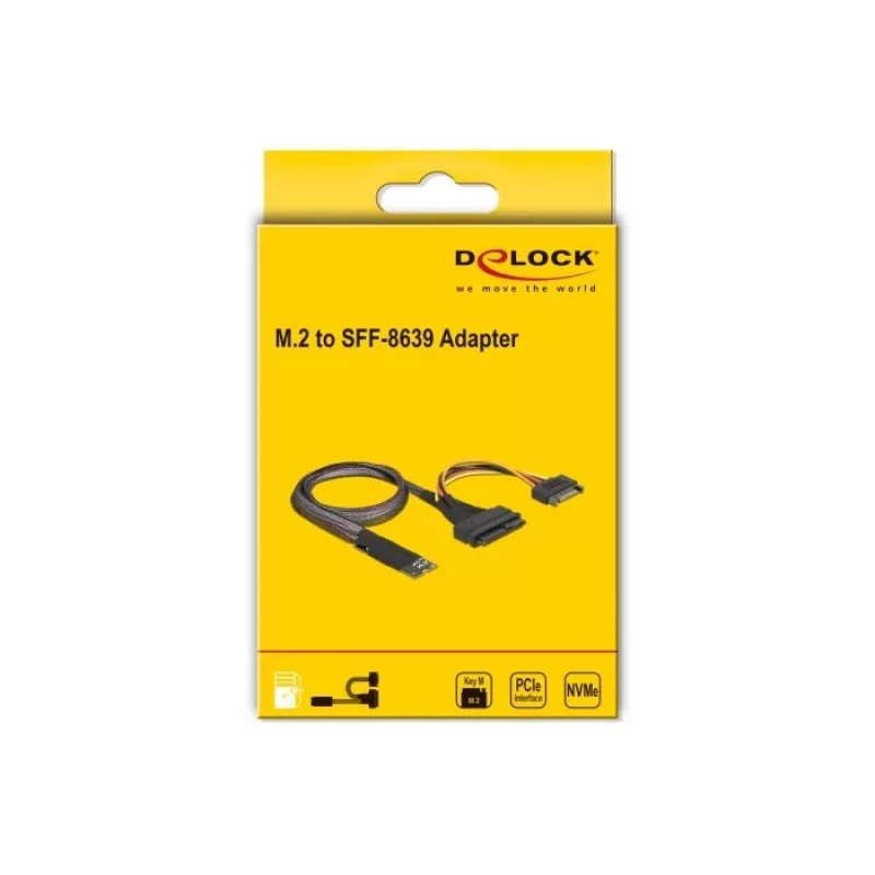 DeLOCK M.2 Key M naar U.2 SFF-8639 NVMe-adapter met 50 cm kabel