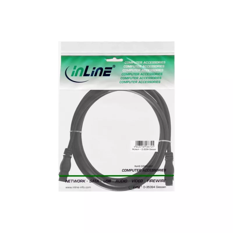 FireWire 800-kabel InLine 39902 1,8 m stekker/stekker zwart