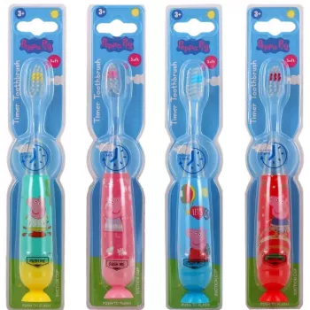 Peppa Pig knipperende tandenborstelset met zuignap, 4 stuks, gemengde kleuren