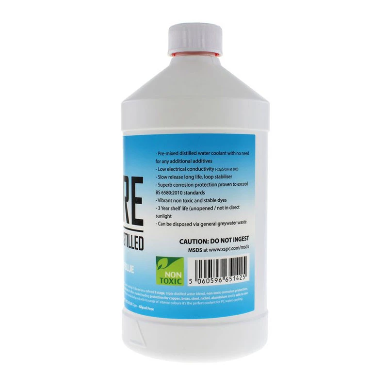 XSPC Pure Coolant 1 L — blauwe UV-reactieve koelvloeistof voor pc-waterkoelingen
