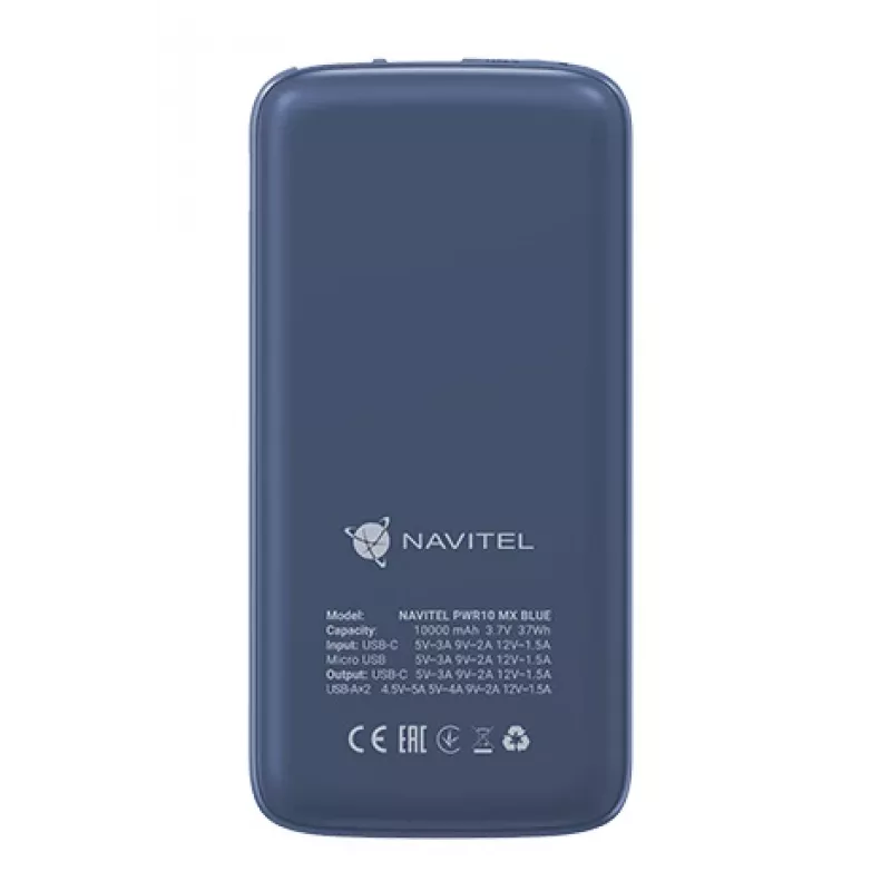 Draagbare powerbank Navitel PWR10 MX BLAUW 10000 mAh