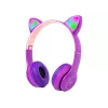 Draadloze headset Bluetooth 5.0 LED voor kinderen paarse oren