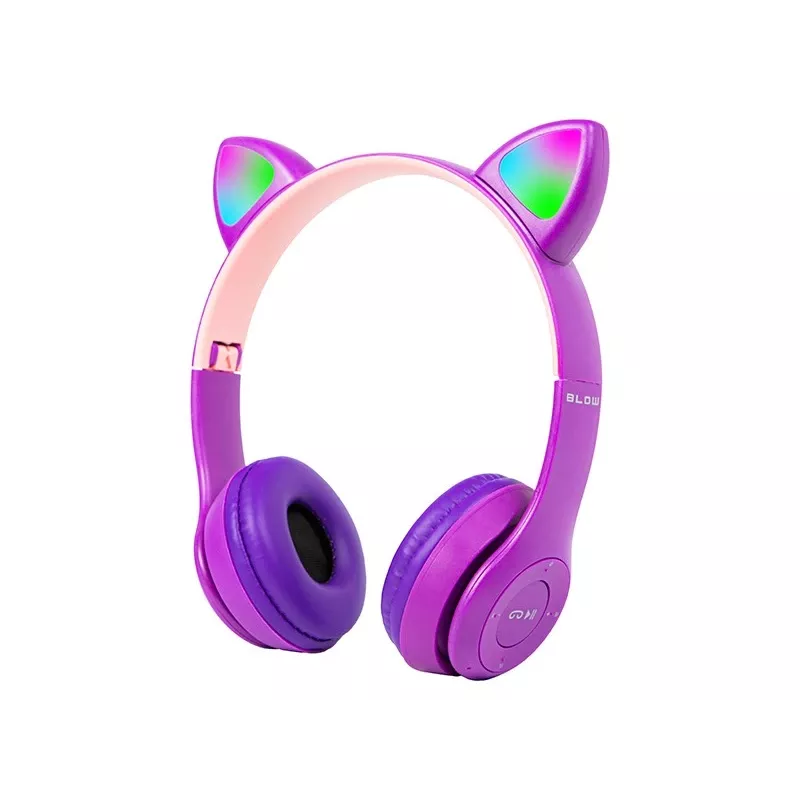 Draadloze headset Bluetooth 5.0 LED voor kinderen paarse oren