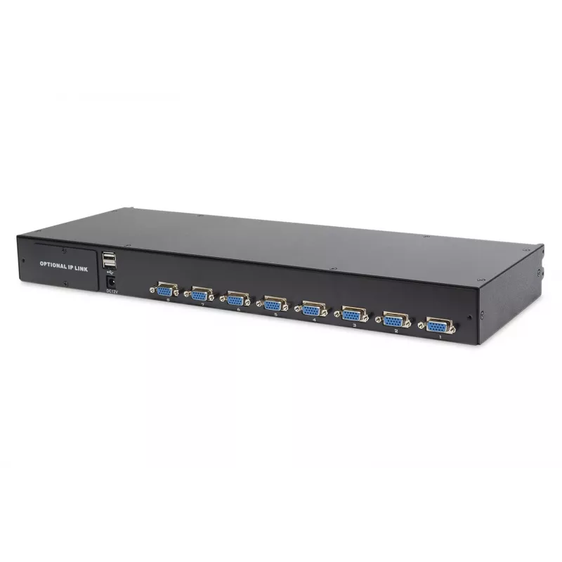 KVM-console Digitus 19 inch LCD 8-poorts VGA US-toetsenbord