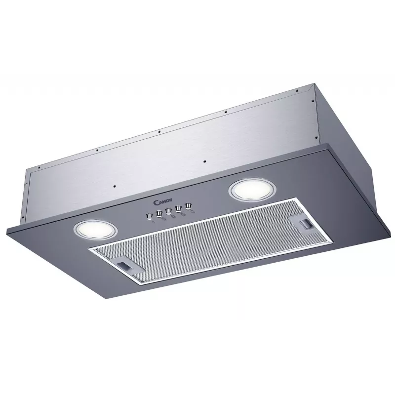Inbouwafzuigkap CANDY CBG625/1X, 520 mm breedte, 207 m³/h, koolfilter, draaiknop, zilver