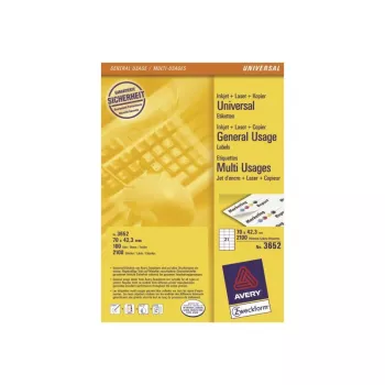 Avery - etiketten - wit - 42,3 x 70 mm, 2100 etiketten (100 vel x 21) (3652)
