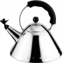 Alessi 9093 B waterkoker met handgreep, roestvrij staal, fluit in vogelvorm van zwart PA