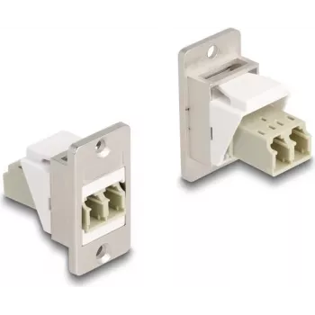 DeLOCK Keystone-module voor paneelmontage, glasvezel LC Duplex bus-bus, conisch, beige zilver wit