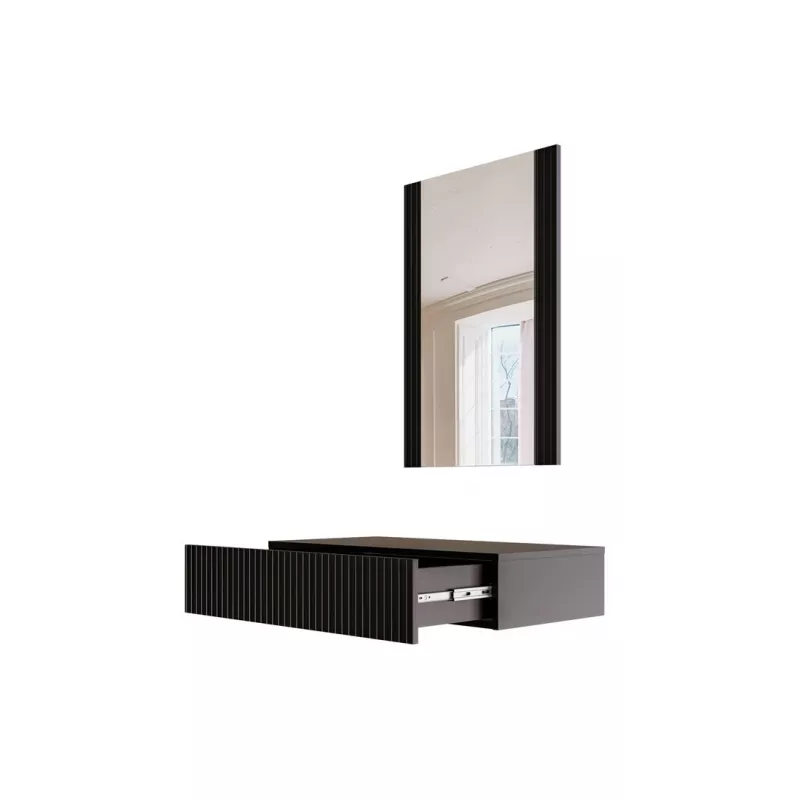 Kaptafel met spiegel cama meble PAFOS 80×41,6×100 cm, MDF-frame, 1 lade, matzwart