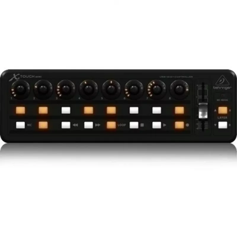 MIDI-toetsenbord USB Behringer X-TOUCH MINI bedieningstype toetsen draaiknoppen schuifregelaars