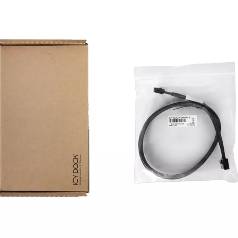 ICY DOCK MB414L-B MCIO 4i SFF-TA-1016 naar MCIO 4i SFF-TA-1016 kabel, 0,5 m
