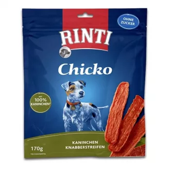 Hondensnacks RINTI Chicko Kaninchen 170 g — hypoallergene trainingssnacks met konijnensmaak, eiwit 53%, vet 8%