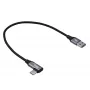 Akyga AK-USB-58 haakse USB-C naar USB-A kabel, 30 cm, 60 W, gevlochten, zwart