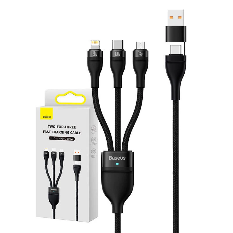 USB-kabel Baseus CASS030101 1,2 m USB-A/USB-C USB-C/Micro-USB-B/Lightning zwart